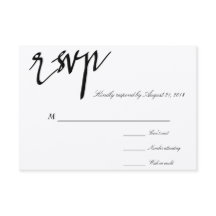 Moderne kalligraphische Schwarz-Weiß-Hochzeit-RSVP