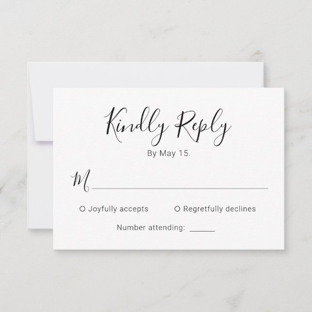 Moderne kalligraphische Script Heart Wedding RSVP  Karte (Vorderseite)