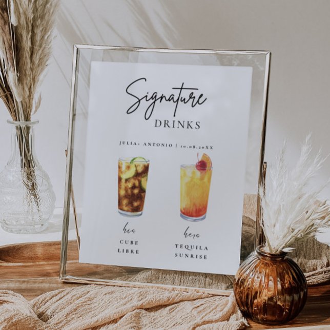 Moderne kalligraphische Signatur Drink Wedding Bar Poster (Von Creator hochgeladen)