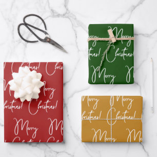 Moderne kalligraphische Skript Frohe Weihnachten Geschenkpapier Set