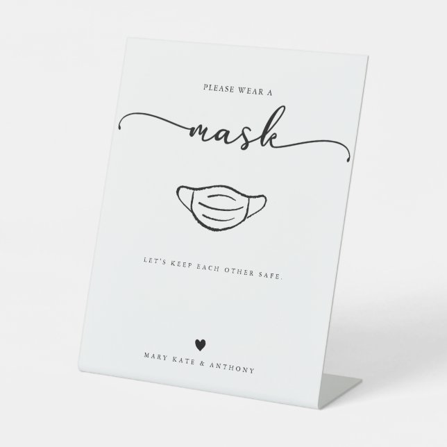 Moderne kalligraphische Skripte Sichere Distanzier Sockelschild (Vorderseite)