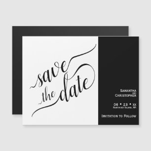 Moderne kalligraphische White Wedding rettet das D Magneteinladung