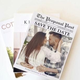 Moderne kalligraphische Zeitung Hochzeit retten da Einladung