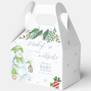 Moderne Kälte draußen Floral Schneemann Baby Showe Geschenkschachtel