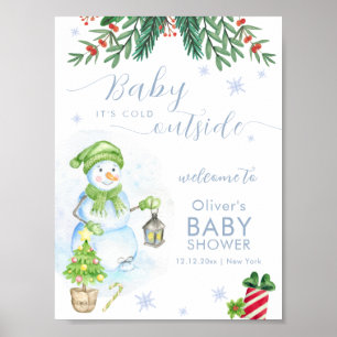 Moderne Kälte Draußen Schneemann Baby Shower Willk Poster