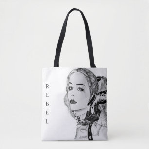 Moderne kantige Punk-Girl- und Raben-Rebell-Tasche Tasche