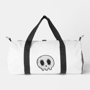 Moderne kantige Schädel-Grafik Weiße Sporttasche Duffle Bag