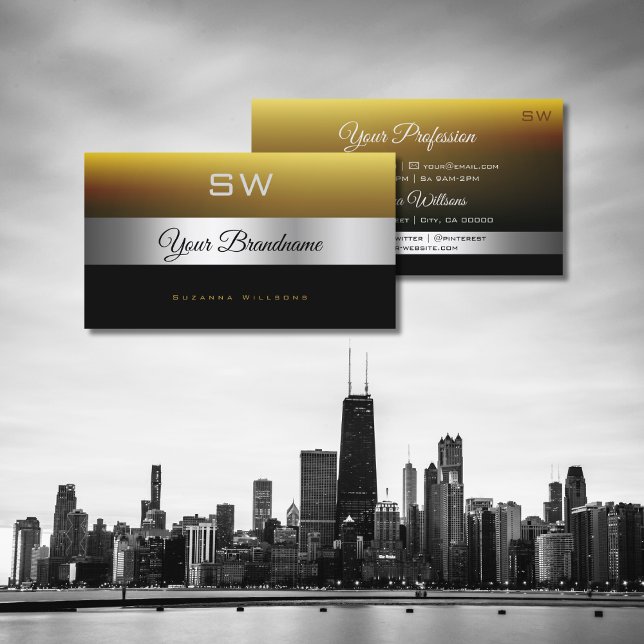 Moderne karamellige schwarze Silber-Dekoration und Visitenkarte (Von Creator hochgeladen)