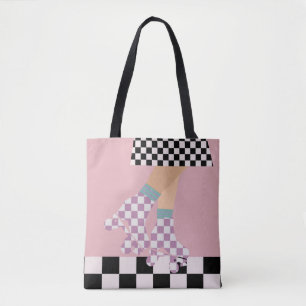 Moderne karierte Rollschuh laufende Mädchenkunst K Tasche