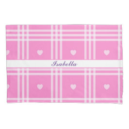Moderne Karierte rosa Herzenskollektion Kissenbezug