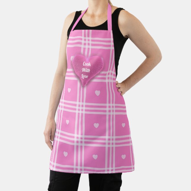 Moderne Karierte rosa Herzenskollektion Schürze (InSitu)