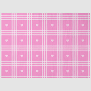 Moderne Karierte rosa Herzenskollektion Seidenpapier