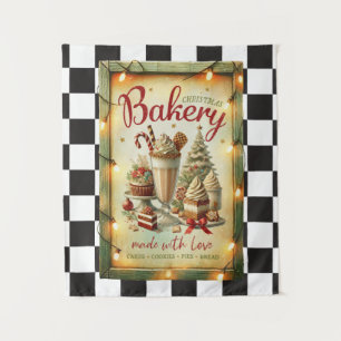 Moderne karierte rustikale Weihnachtsbäckerei Wandteppich