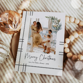 Moderne Karierte Weihnachtsfotokarte Feiertagskarte