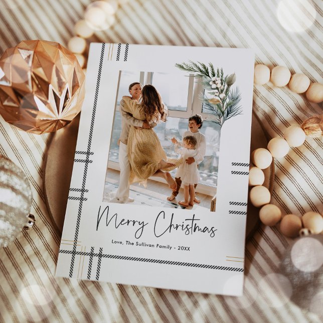 Moderne Karierte Weihnachtsfotokarte Feiertagskarte (Von Creator hochgeladen)