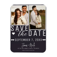 Moderne Karkohle Grau Save the Date 2 Foto Hochzei