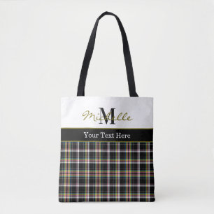 Moderne Karo-Tartan-Muster Olivgrün Tasche