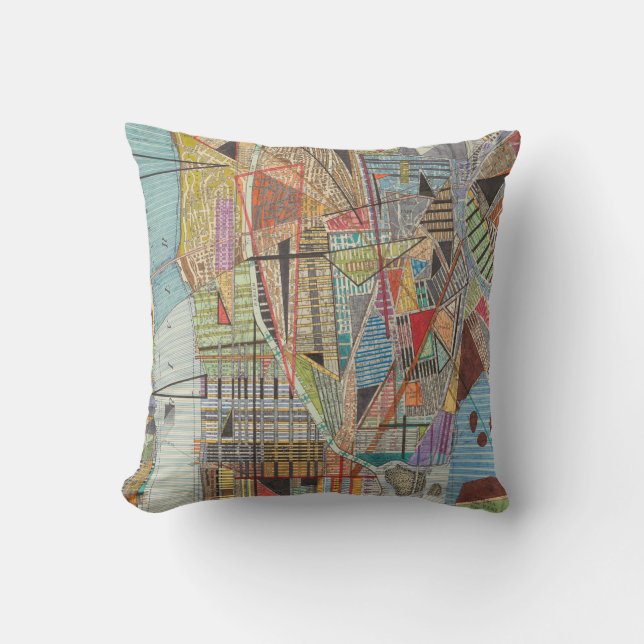 Moderne Karte von New York I Kissen (Vorderseite)