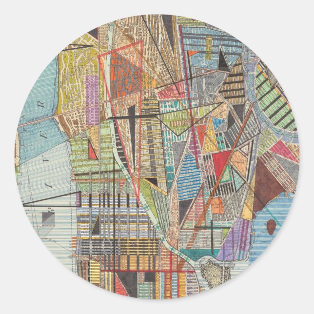 Moderne Karte von New York I Runder Aufkleber (Vorderseite)