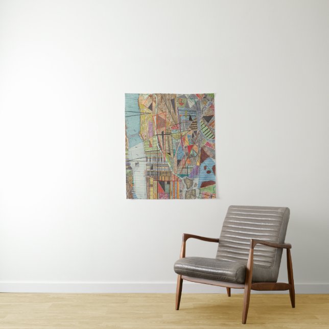 Moderne Karte von New York I Wandteppich (Beispiel)