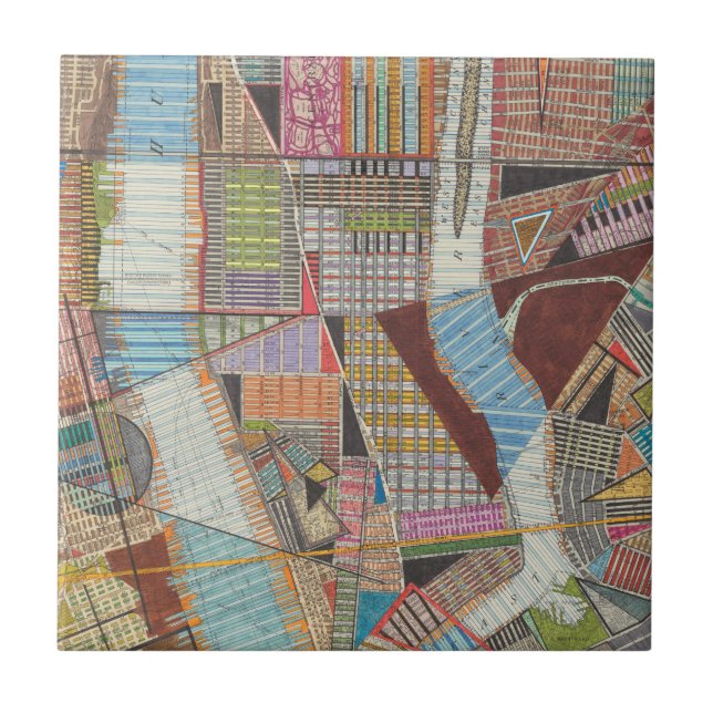 Moderne Karte von New York II Fliese (Vorderseite)