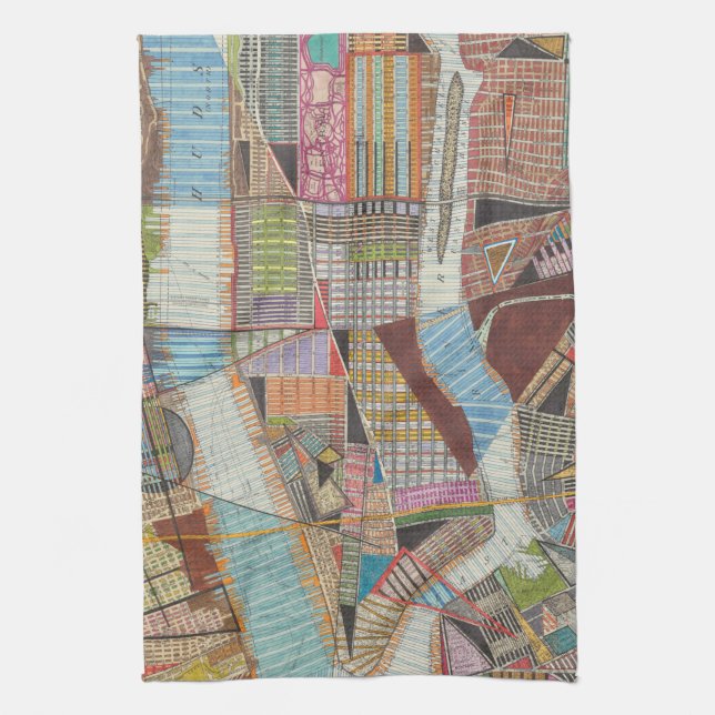 Moderne Karte von New York II Geschirrtuch (Vertikal)