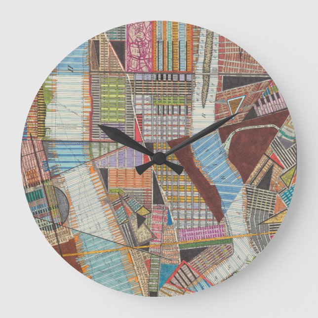 Moderne Karte von New York II Große Wanduhr (Vorderseite)