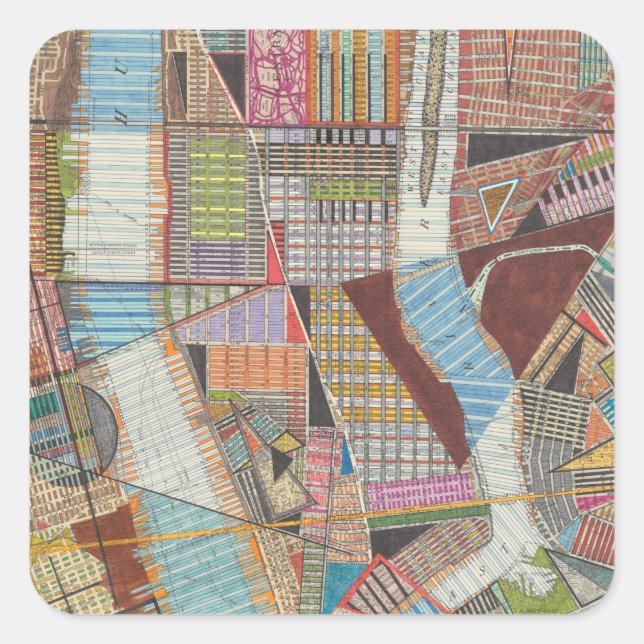 Moderne Karte von New York II Quadratischer Aufkleber (Vorderseite)