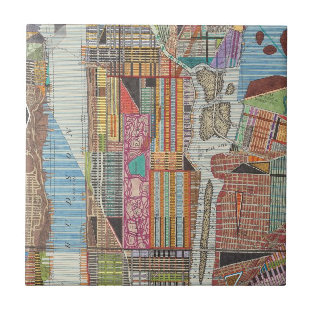 Moderne Karte von New York III Fliese (Vorderseite)