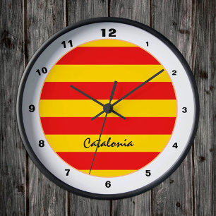 Moderne katalanische Fahne La Senyera, Katalonien Runde Wanduhr