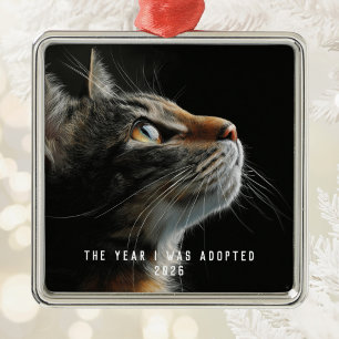 Moderne Katze Adoption Foto Erinnerungsstück Ornament Aus Metall