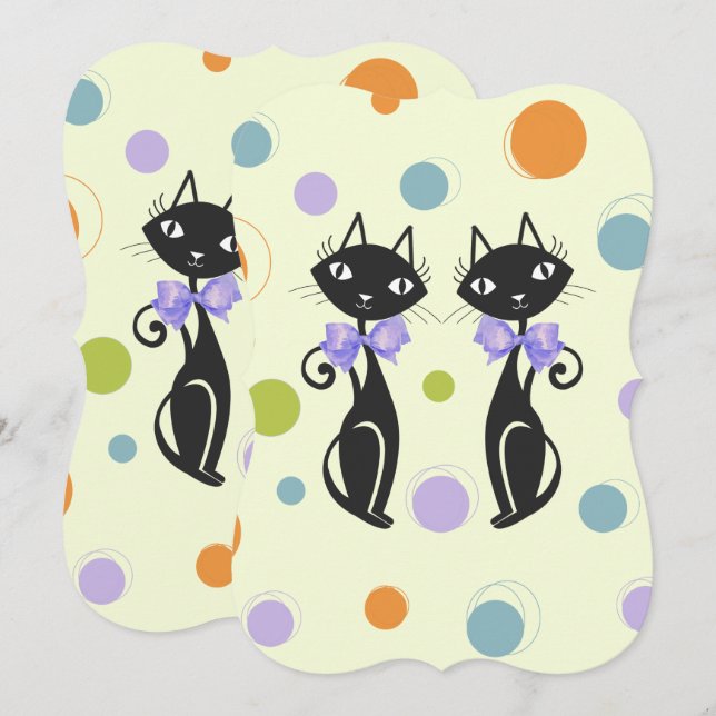 Moderne Katze aus dem Mittelalter Einladung (Vorne/Hinten)