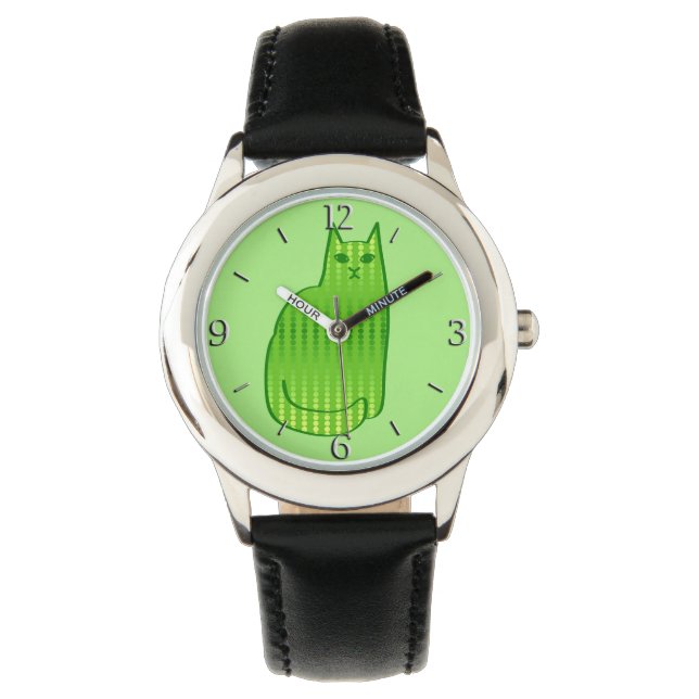 Moderne Katze aus dem Mittelalter, Limon und grün Armbanduhr (Vorderseite)