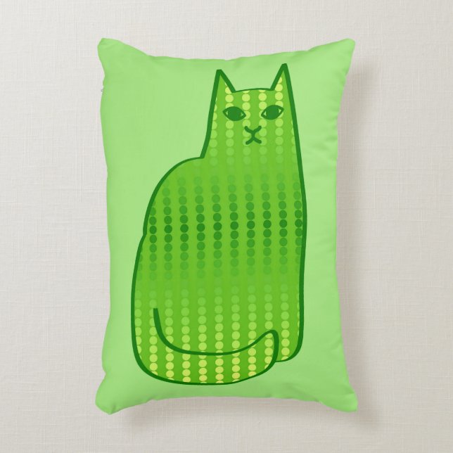 Moderne Katze aus dem Mittelalter, Limon und grün Dekokissen (Vorderseite(Vertikal))