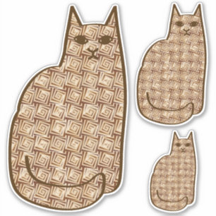 Moderne Katze, Beige und hellbraun aus dem Mittela Aufkleber