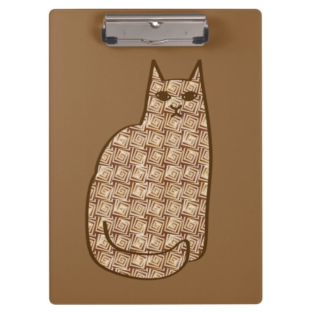 Moderne Katze, Beige und hellbraun aus dem Mittela Klemmbrett (Vorderseite)