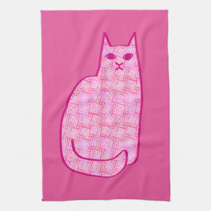 Moderne Katze, Fuchsia und hellrosa aus dem Mittel Handtuch