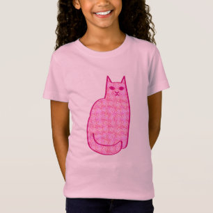 Moderne Katze, Fuchsia und hellrosa aus dem Mittel T-Shirt