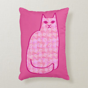 Moderne Katze, Fuchsia und hellrosa aus dem Mittel Zierkissen