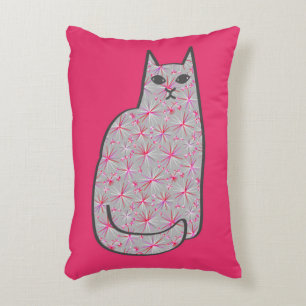 Moderne Katze, Grau und Fuchsienrosa aus dem Mitte Dekokissen