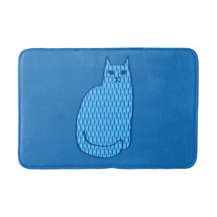 Moderne Katze, Kobalt und hellblau aus dem Mittela Badematte
