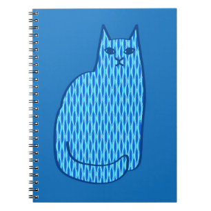Moderne Katze, Kobalt und hellblau aus dem Mittela Notizblock
