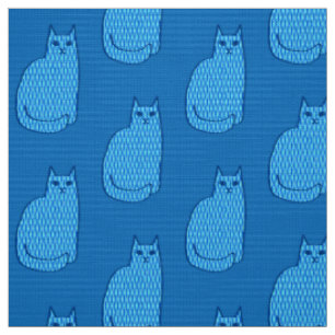 Moderne Katze, Kobalt und hellblau aus dem Mittela Stoff