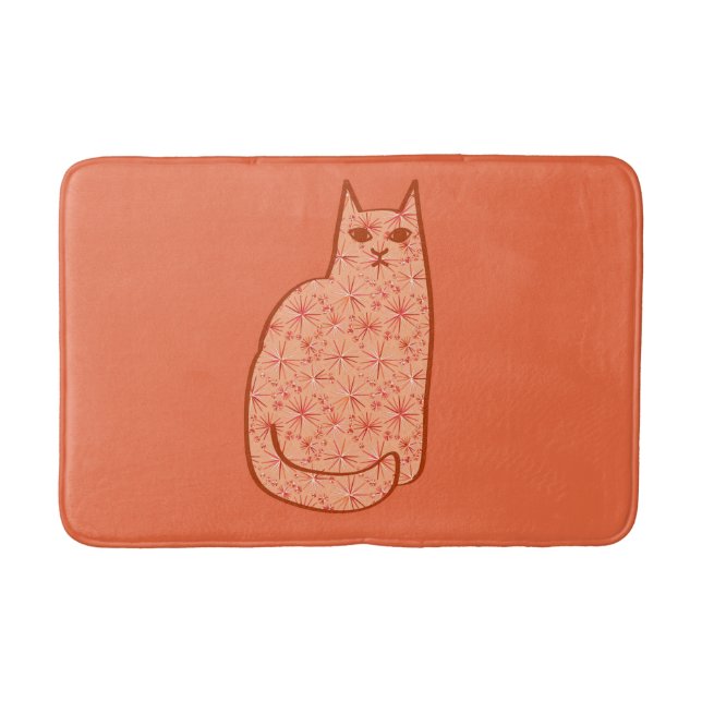Moderne Katze, Korallenorange und Weiß des Mittelj Badematte (Vorderseite)
