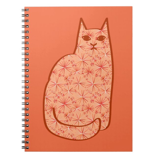 Moderne Katze, Korallenorange und Weiß des Mittelj Notizblock (Vorderseite)
