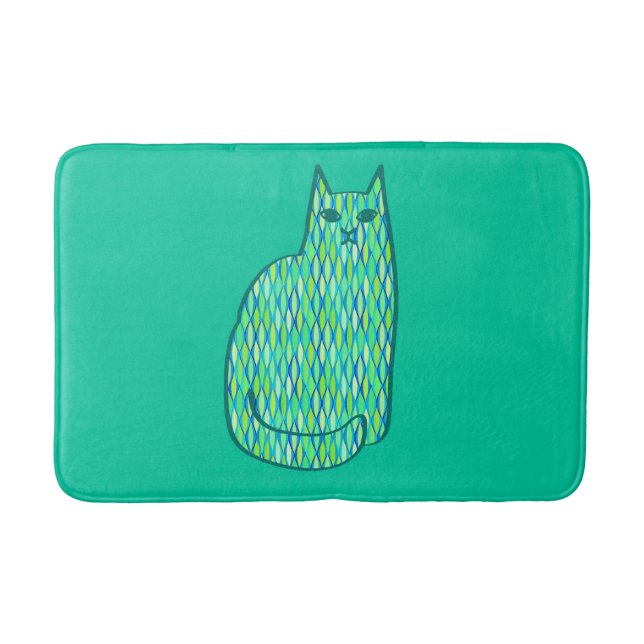 Moderne Katze, Minze und Limette Badematte (Vorderseite)
