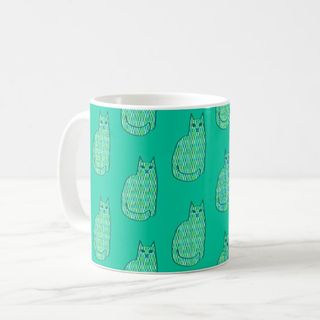 Moderne Katze, Minze und Limette Kaffeetasse (Vorderseite Links)
