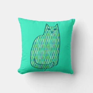 Moderne Katze, Minze und Limette Kissen
