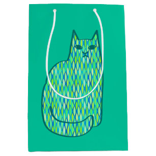 Moderne Katze, Minze und Limette Mittlere Geschenktüte