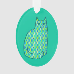 Moderne Katze, Minze und Limette Ornament
